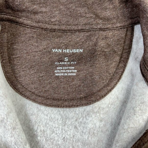 Van Heusen Mens Pullover Sweater Brown Mock Neck 1/4 Zip Heathered S New $60 - Picture 8 of 8